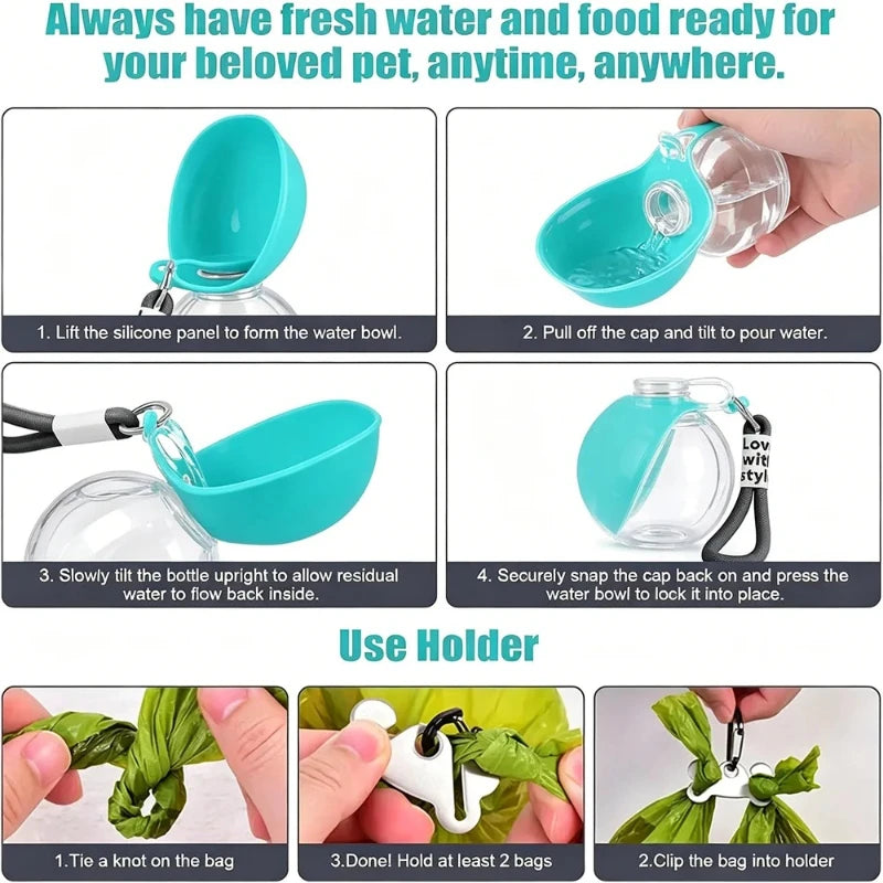 Moku HydroPaw – Botella de Agua Portátil para Perros | Bebedero Antiderrames para Paseos 🐶💧