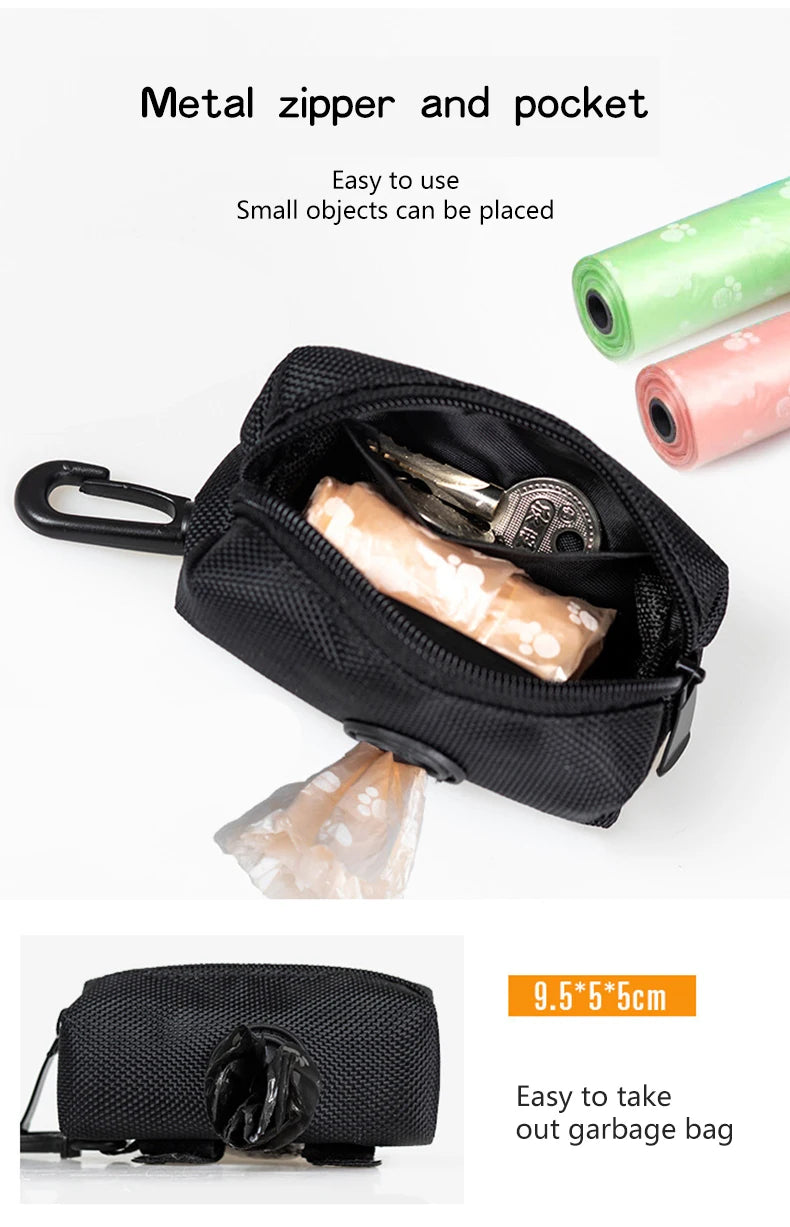 Pet Dog Poop Bag Holder Leash Attachment  Adjustable Mini Travel Garbage Bag Dogs Waste Poop Bags Dispenser Pet Cleaning Tools