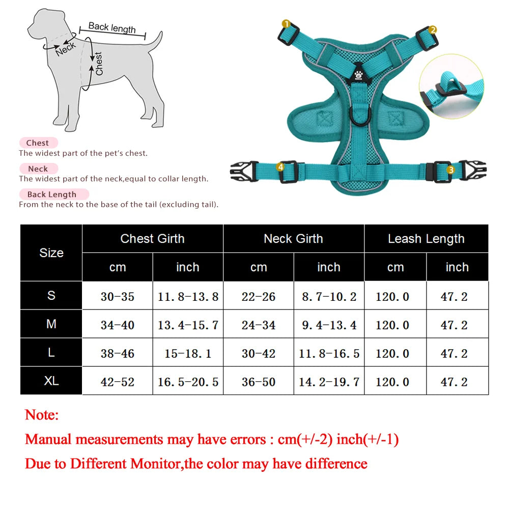 Dog Harness Leash Set For Small Medium Dogs Cat Hiking Adjustable Puppy Leash Reflective Harness Vest Chihuahua Pug Pet Supplies