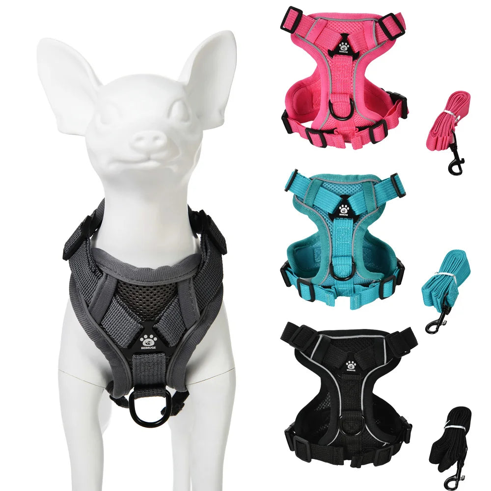 Dog Harness Leash Set For Small Medium Dogs Cat Hiking Adjustable Puppy Leash Reflective Harness Vest Chihuahua Pug Pet Supplies